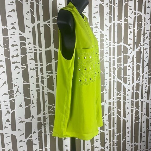 NEW Michael Kors Studded Pocket Sleeveless Button Front Top L - Picture 2 of 8